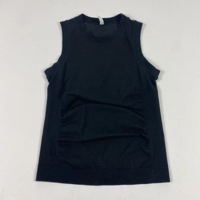 Camiseta sin mangas Athleta para mujer mediana negra mezcla de lana sin costuras ropa deportiva Foto 1 de 4