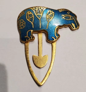 Metropolitan Museum Of Art MMA 1985 William The Hippo Bookmark Teal Goldtone - Picture 1 of 7