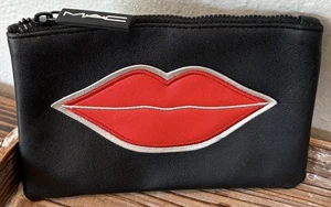 MAC "Red Lip" Black Makeup Cosmetics Bag, Travel Toiletry Pouch, NWoT - Picture 1 of 5