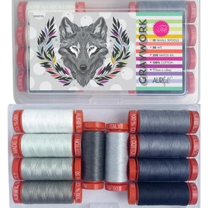 Graywork Aurifil Thread 50 wt Cotton by Tula Pink TP50GW10 10 small spools - Picture 1 of 1