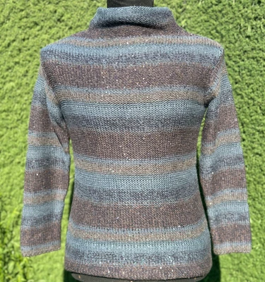 2200$ Brunello Cucinelli 羊绒丝绸手工针织浅毛衣条纹 S 码 — 第 1/4 张图片