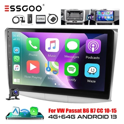 10" Autoradio DAB+ Carplay Android 13 4+64G GPS Kam Für VW Passat B7 CC 10-15 - Bild 1 von 4