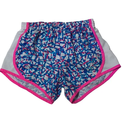 Nike Dri-Fit Tempo Running Shorts Girls M Multicolor Geometric Pink Trim - Image 1 of 4