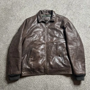 Stetson Mens Brown leather zip front lightweight jacket size large - Picture 1 of 14