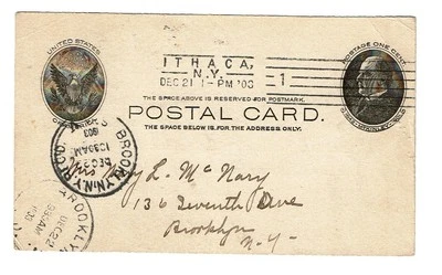 1902 U.S. POSTAL CARD 1c Blk on Buff McKinley  Sc#UX18 See Note - Image 1 of 2