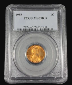 1955 P LINCOLN CENT WHEAT PENNY PCGS MS65RD UNC MS 65 RD # 24056300 TONED - Foto 1 di 4