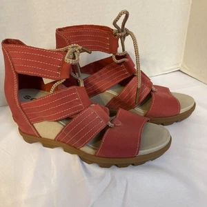 Sorel Women’s Joanie II Lace, Leather or Suede Sandal with Wedge Heel Black Sz 9 - Picture 1 of 17