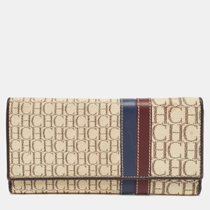 CH Carolina Herrera Off White Monogram Flap Trifold Continental Wallet - Picture 1 of 10