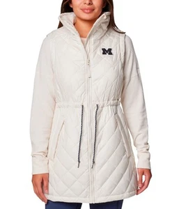 Columbia Michigan Wolverines White CLG Crested Peak Mid Vest Women’s Sz Small - Picture 1 of 4