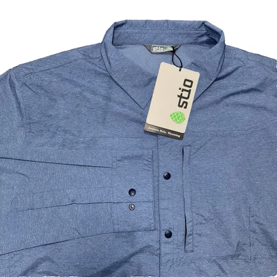 Stio Snap Button Casual Lightweight Long Sleeve Shirt Blue Men's Size Large NWT - Image 1 of 4