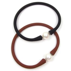 Brazalete Elástico y Flexible Genuino Redondo Cultivado Perla Blanca de 7,5 - Imagen 1 de 2