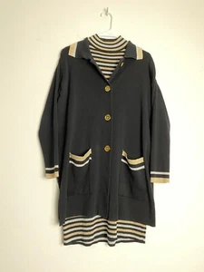 Vintage Bloomingdale’s Striped Dress With Long Cardigan M - Picture 1 of 8