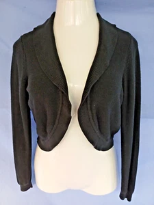 Style&Co M Black Bolero Shrug Cardigan Sweater Open Front Long Sleeve Silk - Picture 1 of 7