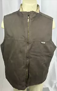Wolverine Mens XL Sherpa Lined Full Zip Brown Heavy Canvas Work Vest - Picture 1 of 16