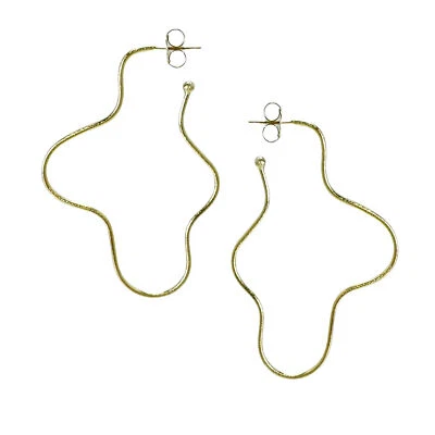 Sheila Fajl Wiggle Wiggle Long Large Hoop Earrings in 18k Brushed Gold Plated - Imagem 1 de 4