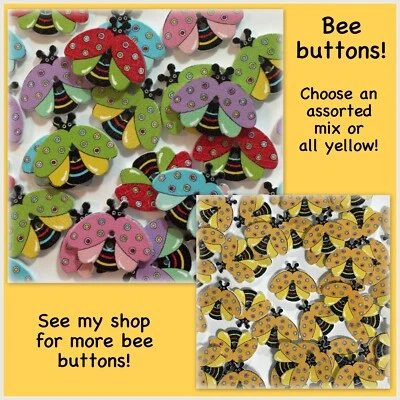15 o 30 Botones Abeja Madera Pequeña Abejorro Amarillo Mezcla Abejas Madera Pequeñas Foto 1 de 3