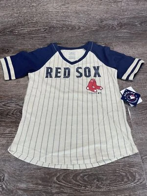 Girls Short Sleeve Boston Red Sox T-Shirt OffWhite/Blue/ XS/4-5 - Image 1 of 4