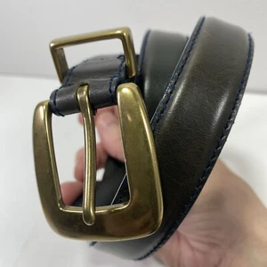 Fossil Women's Belt Medium 32” Army Green Leather Brass Buckle - Picture 1 of 9