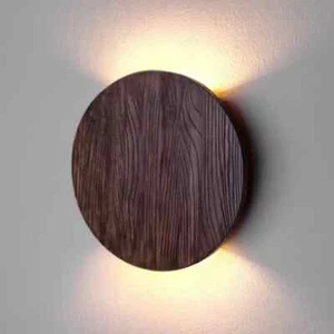 Round Modern Sconce Wall Lighting Plug in Wall Room Brighten Handmade Wood Lamp - Picture 1 of 6