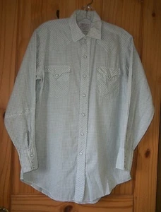 Camisa a Presión H Bar C Ranchwear Vintage Verde y Blanco Cuadros LS Perla, Para Hombre S-M - Imagen 1 de 7