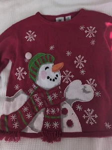 Girls Vintage Tiara Snowman Sweater Size 16 - Picture 1 of 7