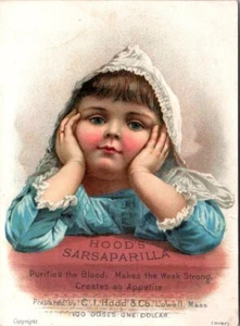 Hood's Sarsaparilla Lowell Massachusetts Victorian Trade Card - Picture 1 of 2