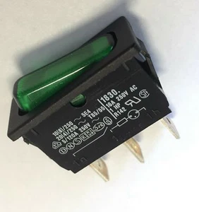Schalter Wippschalter Kippschalter grün beleuchtet 16A 250V 1-polig Universal - Bild 1 von 2