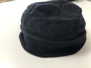 NEW Ladies MORGAN AND TAYLOR Black Cotton Fancy Panel Fine Knit Cap Hat Beanie - Picture 1 of 11