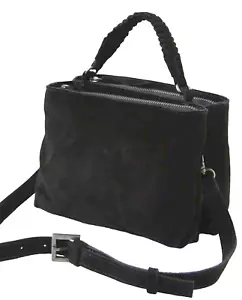 NUOVA BORSA A TRACOLLA FREE PEOPLE NERA CODY PELLE SCAMOSCIATA BORSETTA BORSETTA - Foto 1 di 18