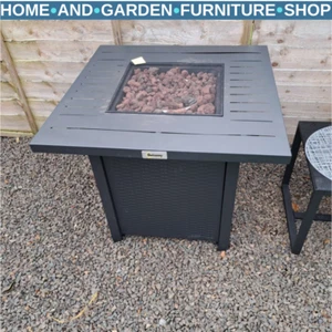 Rattan Style Gas Fire Pit Table with 40,000 BTU Burner Square Smokeless Firepit - Picture 1 of 12