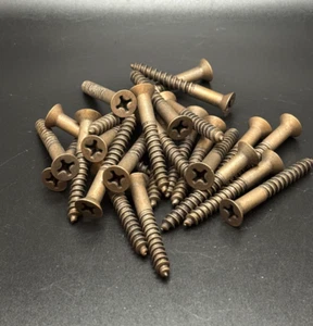 #14 Viti per Legno Phillips Testa Piatta Colore Bronzo Acciaio 2 Pollici Confezione 26 Nuove - Foto 1 di 5