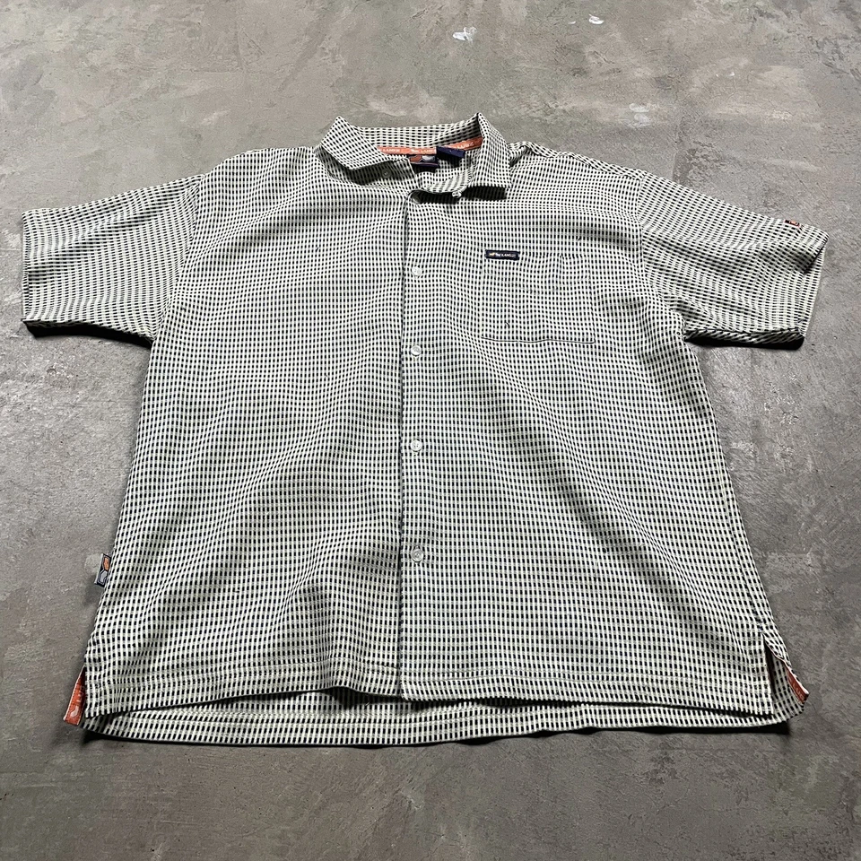 LUGZ Shirt L Men’s Hip Hop 90s VTG Camp Checked Print Polyester Rayon Boots Logo - Image 1 of 4