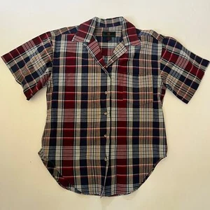 Vtg 80's Abercrombie & Fitch Plaid Camp Shirt Shirt Sz S Fitted Button Down - Picture 1 of 6