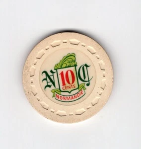 $.10 CENTS NORMANDIE CLUB CASINO POKER CHIP---VERY RARE - Picture 1 of 2
