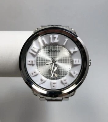 NUEVO Reloj de cuarzo pulsera de plata con números blancos audaces Geneva Platinum 2864 para hombre Foto 1 de 4
