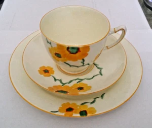 Antique Yellow Poppy Royal PARAGON China Trio Cup Saucer + Plate DECO - Picture 1 of 5