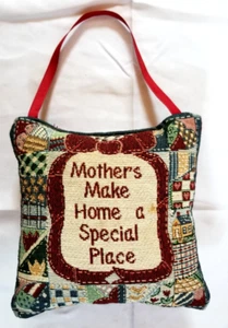 Mother's Day Mothers Make Home A Special Place Needlepoint Door Pillow 7"x7" VTG - Picture 1 of 7