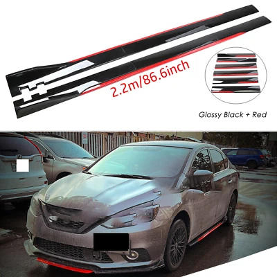 86.6" Side Skirt Extension Lip Rocker Panel Red line  For Infiniti M35 M37 M45 Foto 1 de 4