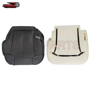For 99-02 Chevy Silverado Driver Leather Bottom Seat Cover & Foam Cushion Black - Picture 1 of 17