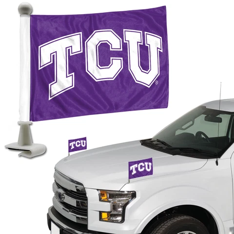 TCU Horned Frogs Set of 2 Ambassador Style Car Flags - Trunk Hood Cover