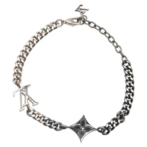 LOUIS VUITTON LV Instinct Bracelet M00508 Silver Black Metal Italy Authentic - Picture 1 of 7