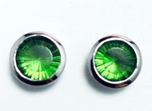 E80808BP Bezel Set Mt St Helens Helenite Round Sterling Silver Stud Earrings - Picture 1 of 4