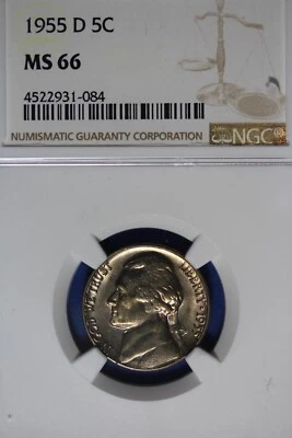 1955 D NGC 5C MS66 JEFFERSON NICKEL #B50222 - Image 1 of 2