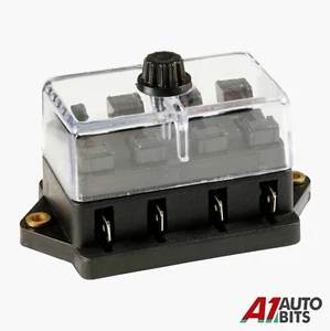 Scatola Fusibili 4 Vie 12v 24v Auto Moto Quad Bici Camion Furgone Suv Universale Standard - Foto 1 di 5