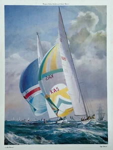 KIPP SOLDWEDEL LITHOGRAPH POSTER AMERICA'S CUP 1977 COURAGEOUS LEADING AUSTRALIA - Picture 1 of 19