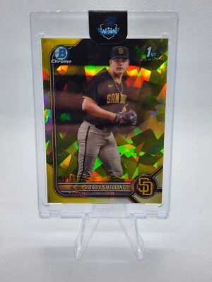 2022 Bowman Chrome Draft Sapphire Robby Snelling 1st Yellow 91/99 #BDC-82 San De - Image 1 of 2
