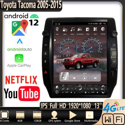 Pantalla táctil GPS estéreo de coche estilo Tesla de 13" para Toyota Tacoma 2005-2015 Foto 1 de 4
