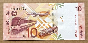 Malaysia Money Currency Banknotes Zeti sign RM10 S/N KY2551138 UNC - Picture 1 of 2