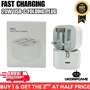 20W USB-C Plug UK 3-Pin | Fast Charger for iPhone 15 14 13 iPad Samsung - Zdjęcie 1 z 24