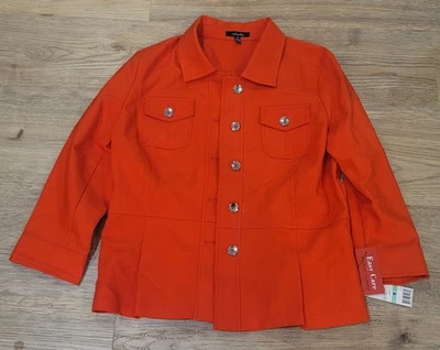 Women's Rafaella Bright Orange Long Sleeve Jacket Size 8 NWT MSRP: $89 - Image 1 of 4